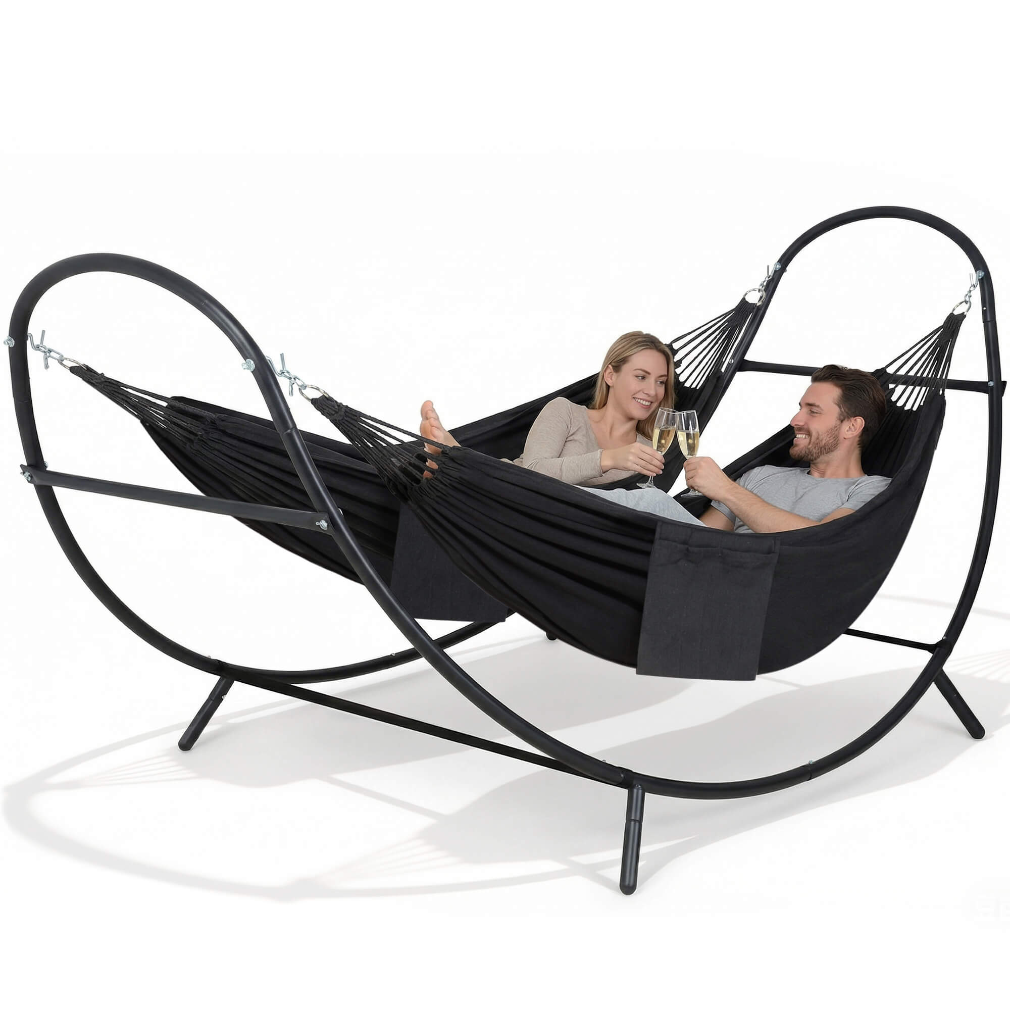 2 Person hammock with stand#color_dark-gray