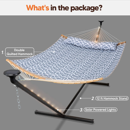 double hammock with stand  #color_gray-pattern