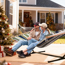 SUNCREAT-Double-Hammock-with-Stand-Green-Stripes#color_green-stripes