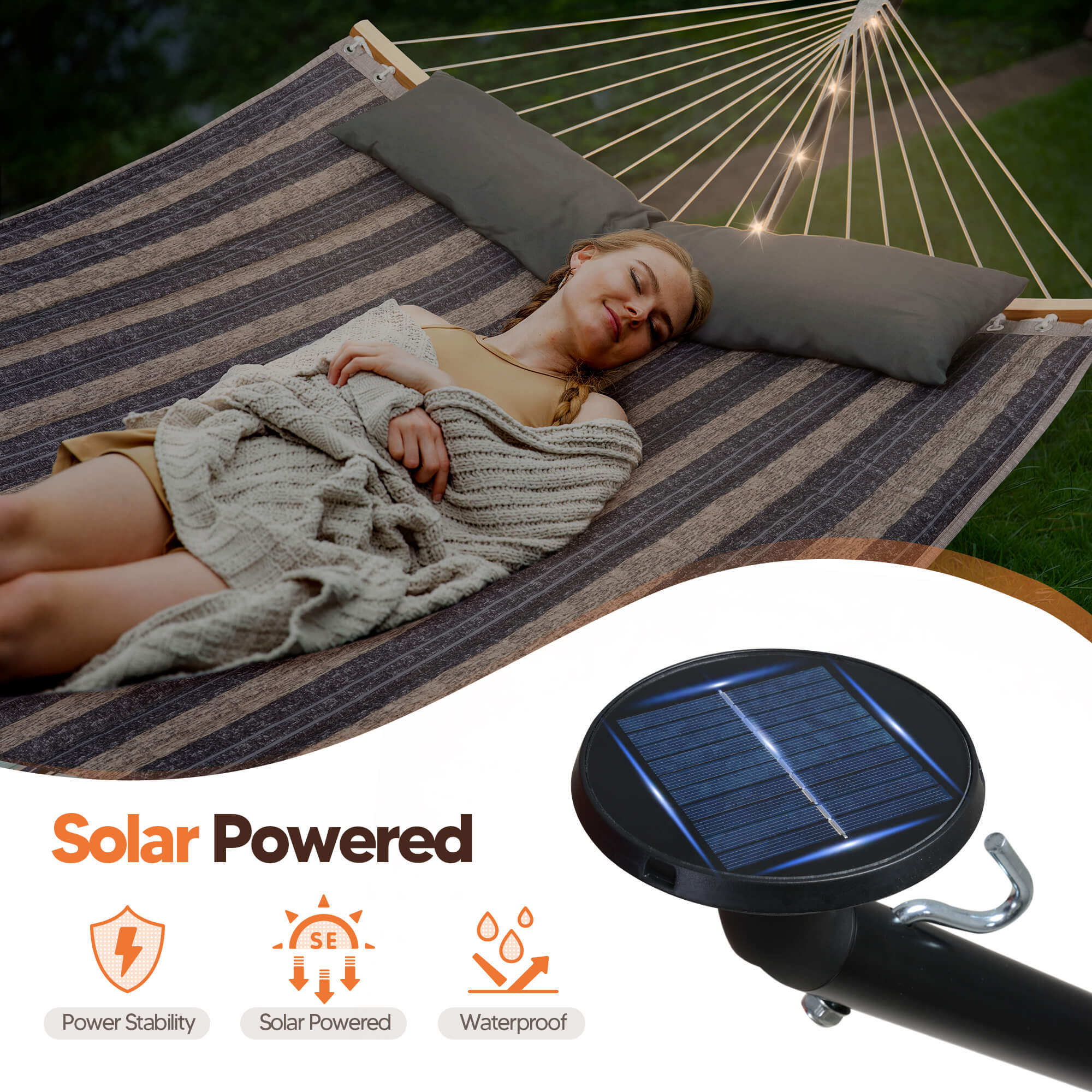 double hammock with stand  #color_dark-gray-stripes