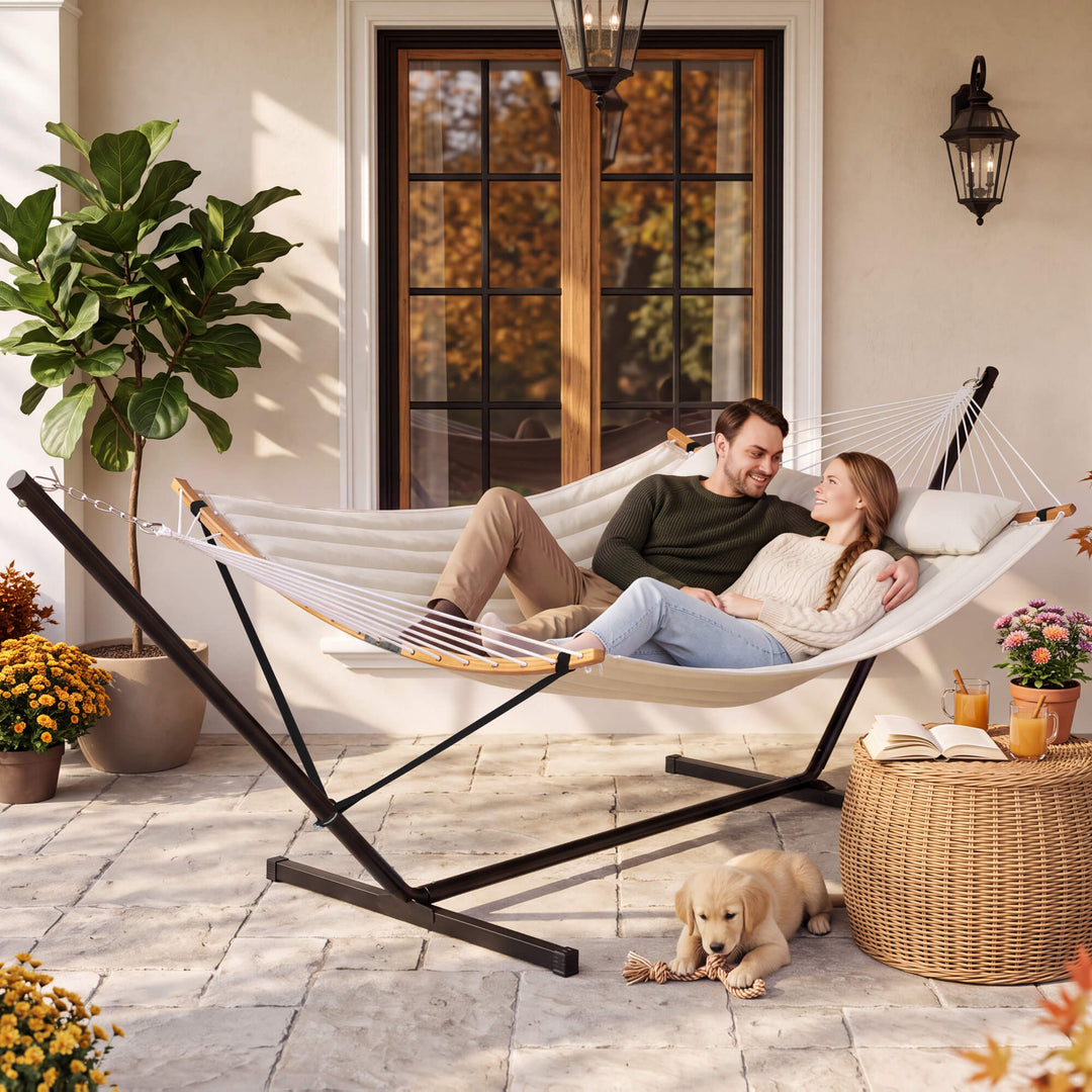 SUNCREAT-Double-Quilted-Hammock-with-Stand#color_beige