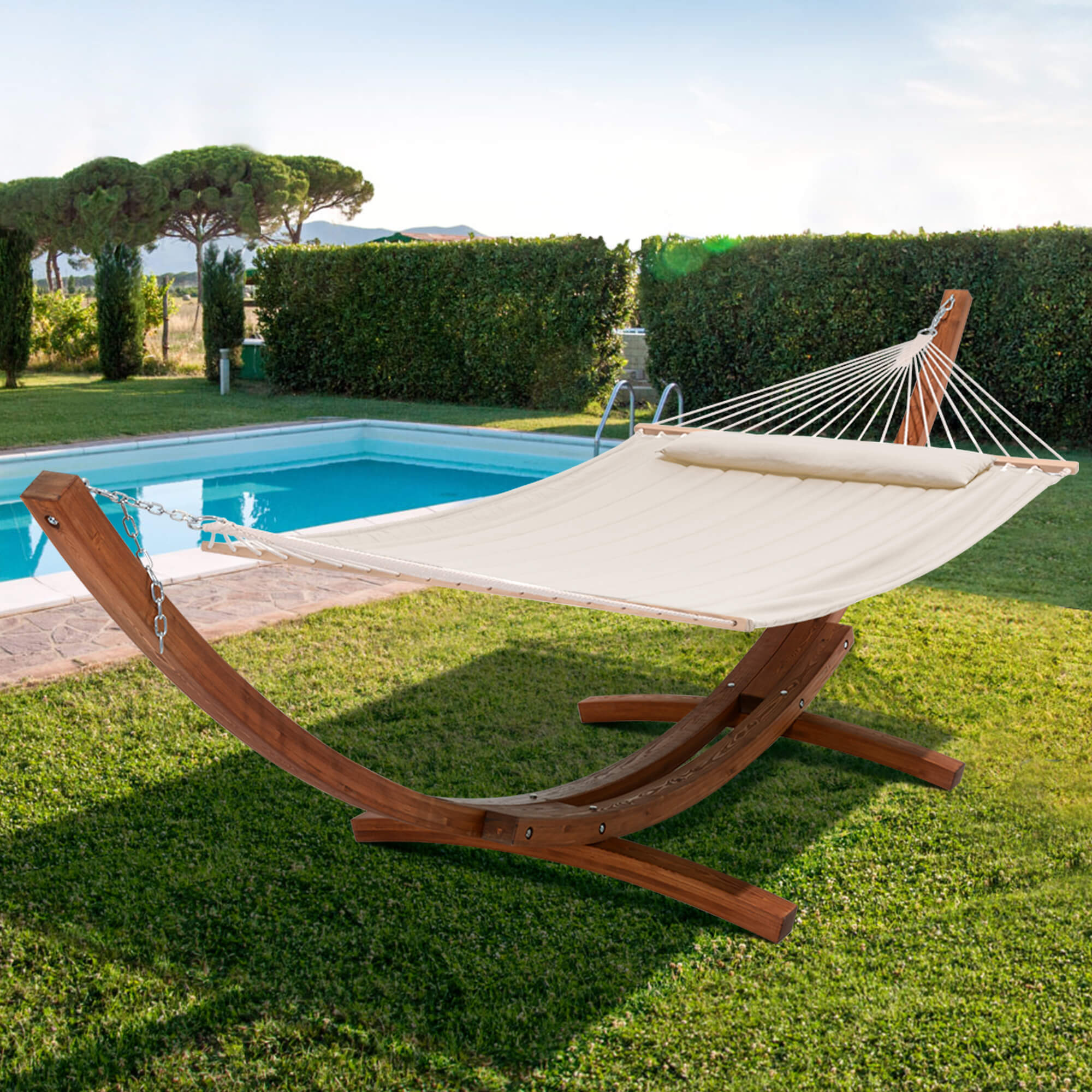 Hammock Rack double hammock with wood stand – suncreatoutdoor