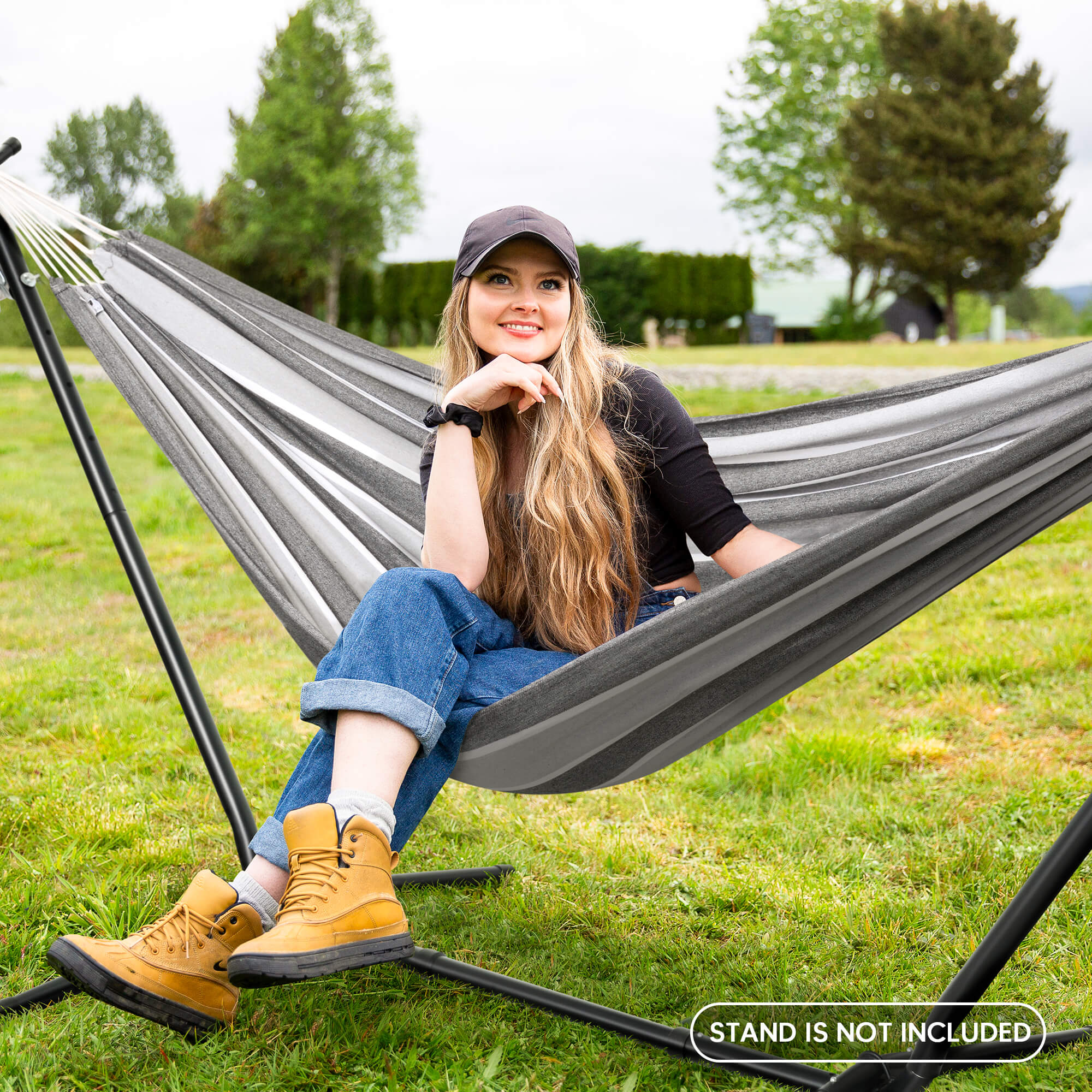 Camping Hammock for Outdoor#Color_gray-stripes