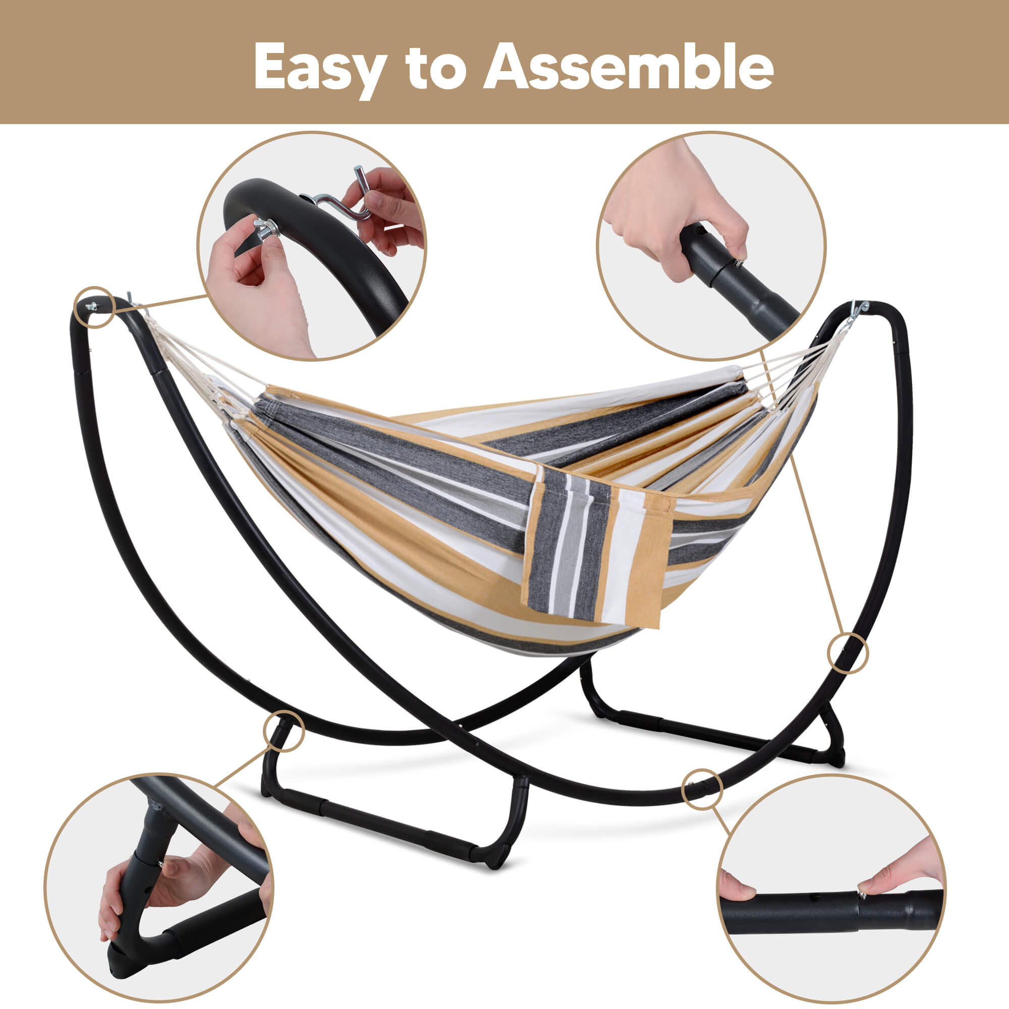hammock with stand#color_coffee-stripes