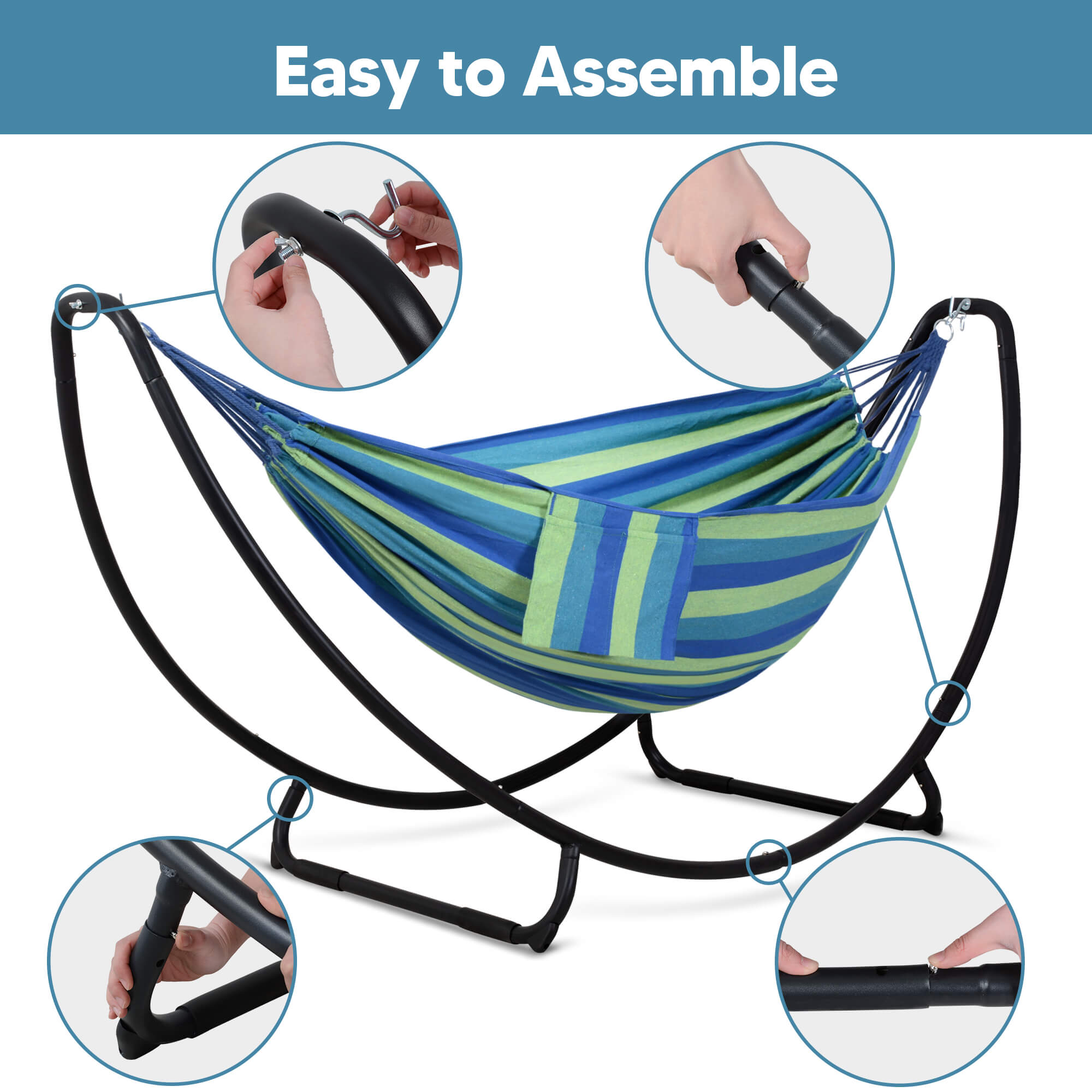 hammock with stand#color_blue-stripe