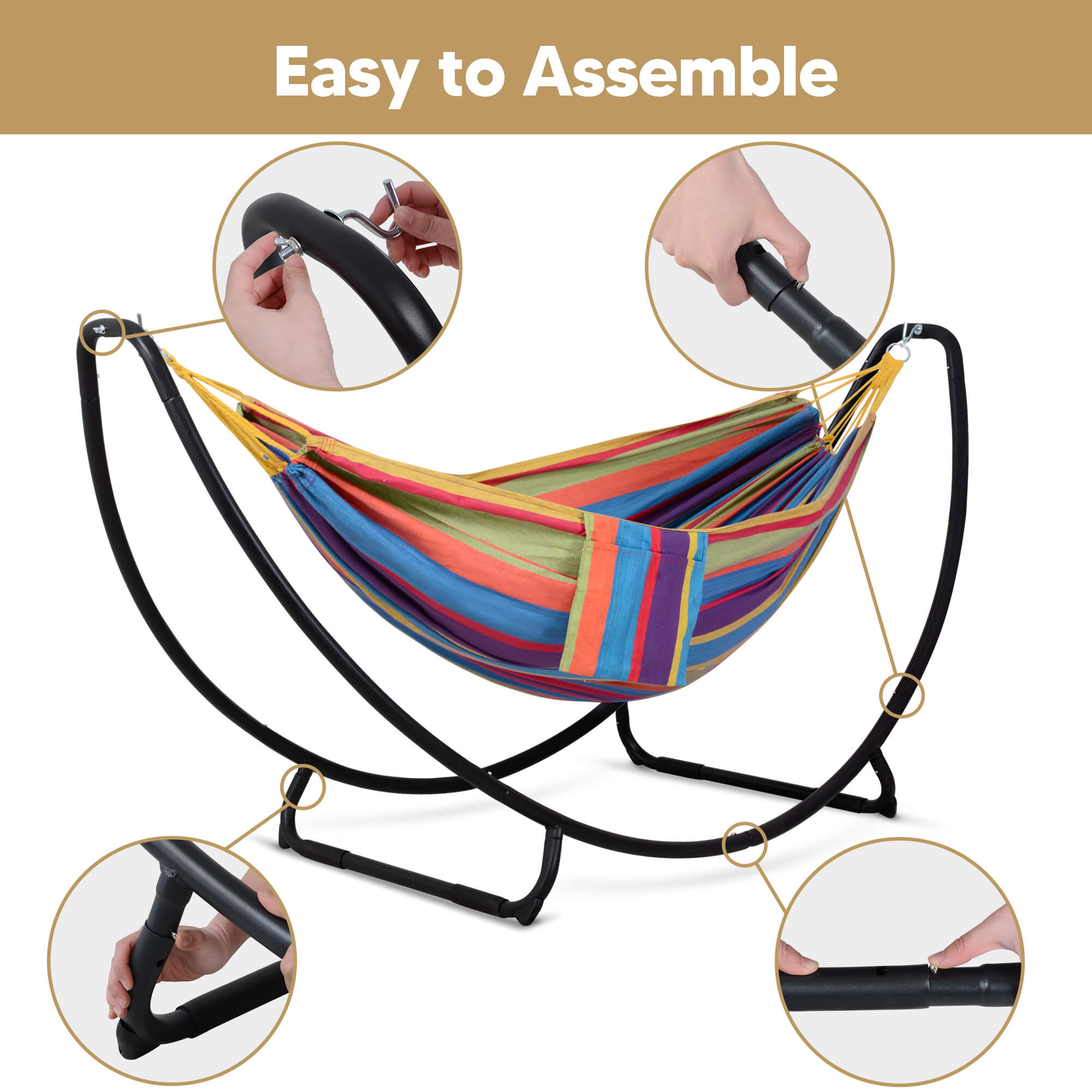 hammock with stand#color_colorful-stripes