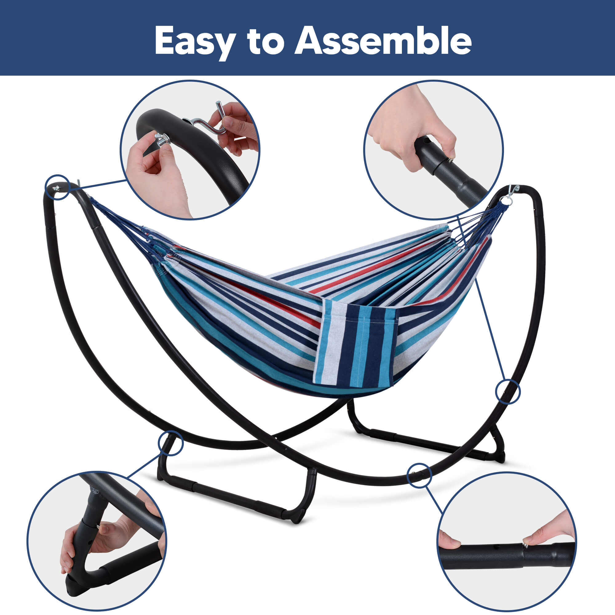hammock with stand#color_ocean-stripes