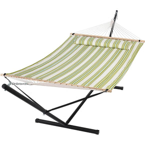 SUNCREAT-Double-Hammock-with-Stand-Green-Beige#color_green-beige