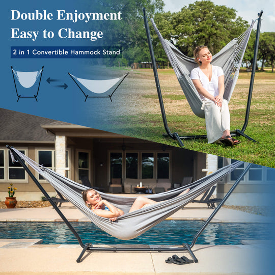 SUNCREAT-2-in-1 Heavy-Duty-2-Person-Hammock-with-Stand#color_light-gray