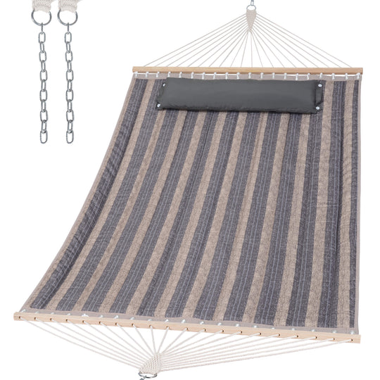SUNCREAT Quilted Fabric Hammock#color_gray-stripes