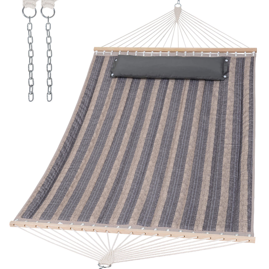 SUNCREAT Quilted Fabric Hammock#color_gray-stripes