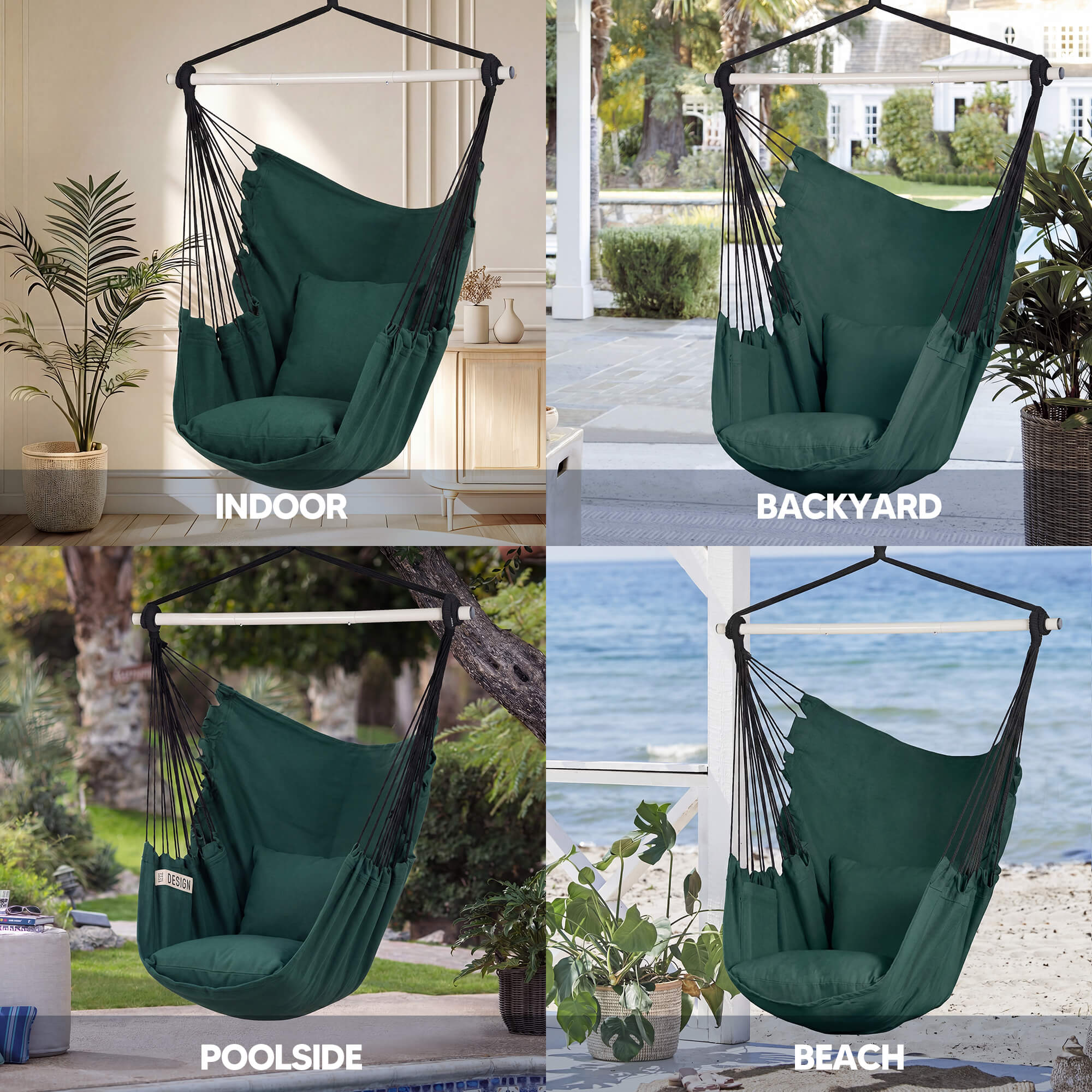 SUNCREAT Hammock Chair White#color_dark-green