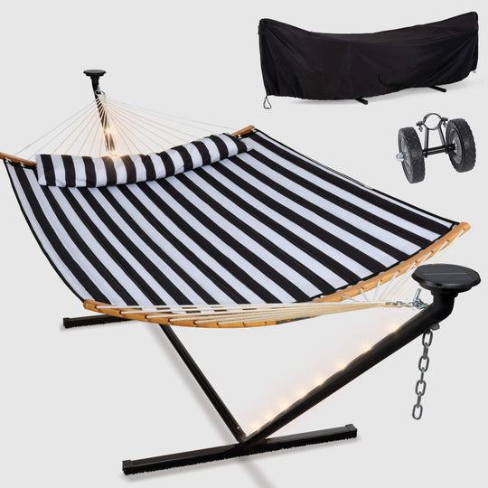 double hammock with stand  #color_black-stripes#options_combo-cover-wheel-$244.99-save-40%
