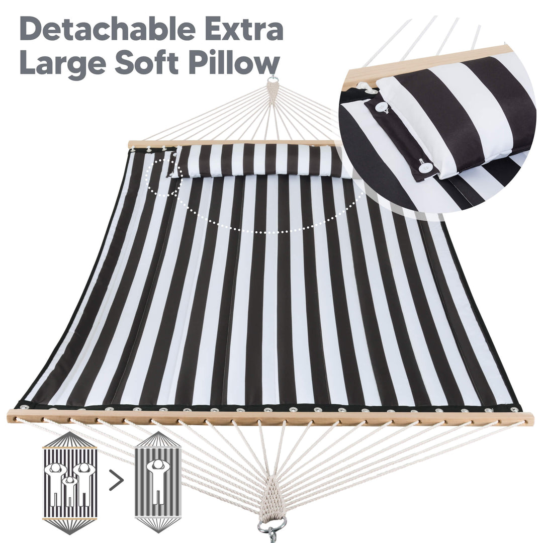 SUNCREAT Quilted Fabric Hammock#color_black-stripes