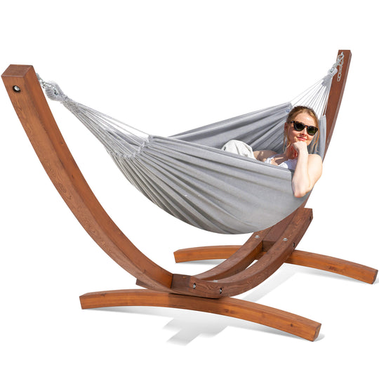 hammock with wood stand#color_light-gray