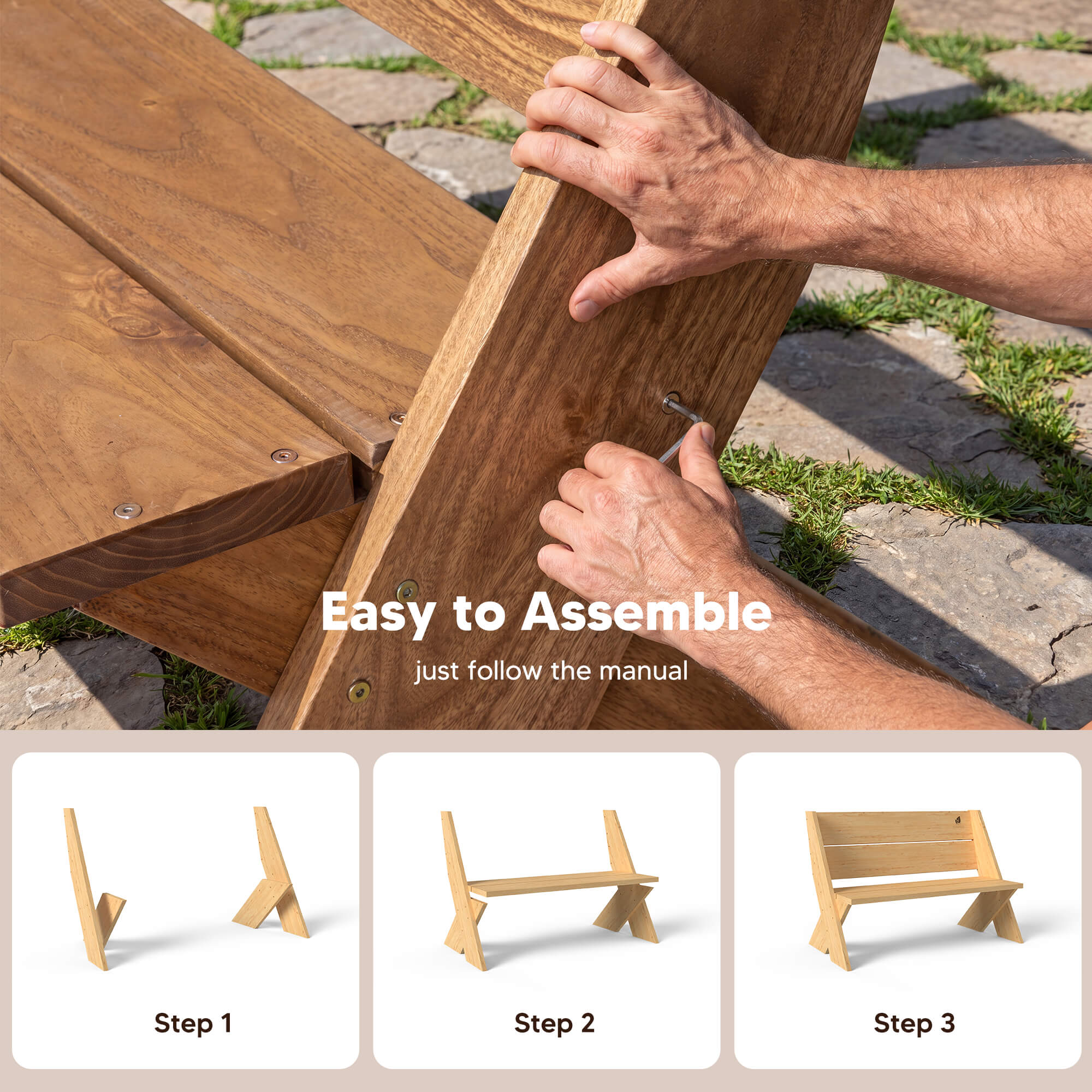 outdoor wooden bench