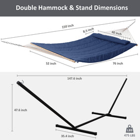 Cotton Rope Hammock with Removable Pad, 12 Ft Stand & Accessories |SUNCREAT