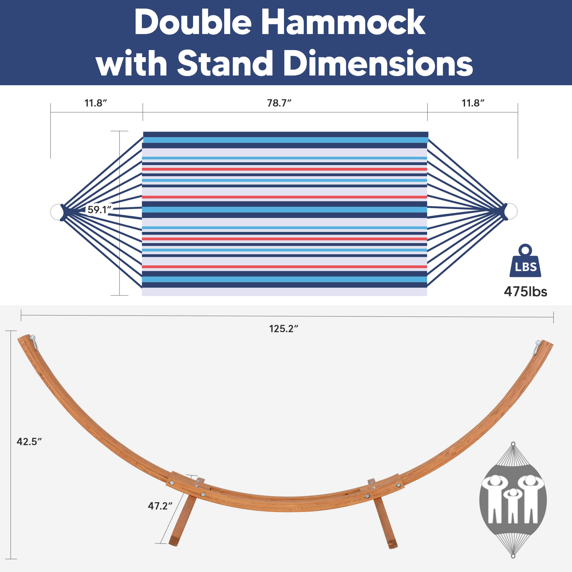 hammock with wooden stand#color_ocean-stripes