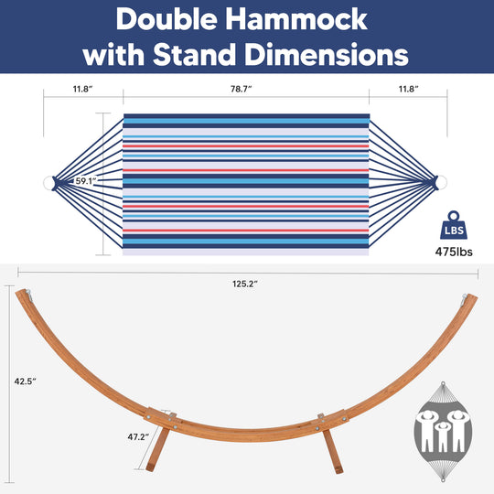 hammock with wooden stand#color_ocean-stripes