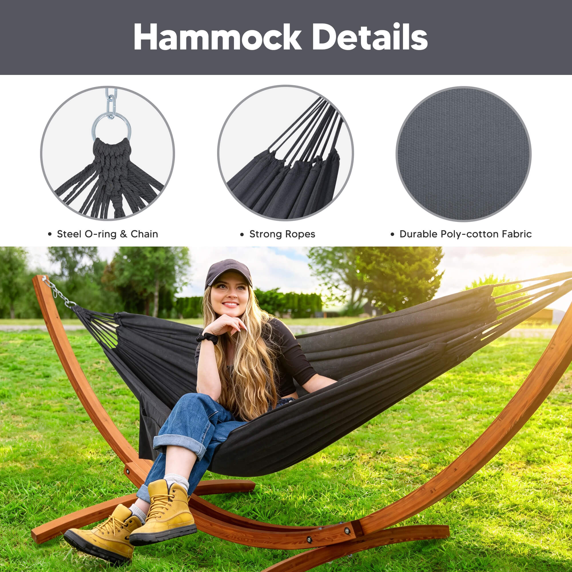 hammock with wooden stand#color_dark-gray