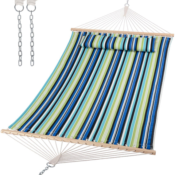 SUNCREAT Quilted Fabric Hammock, Green Stripes#color_green-stripes
