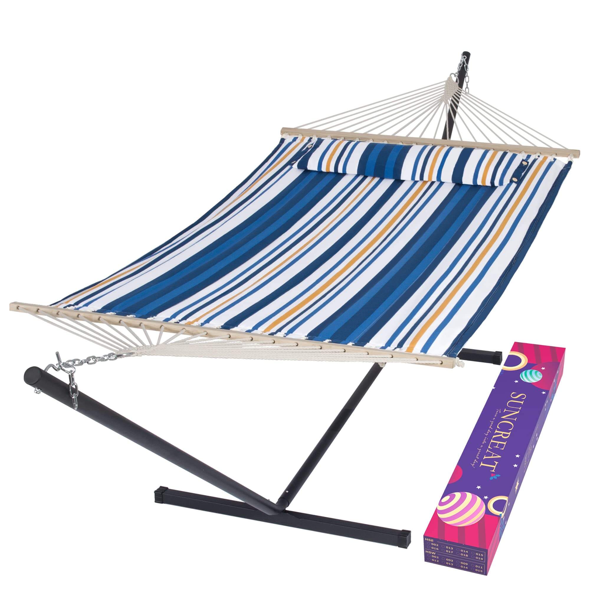 SUNCREAT-Double-Hammock-with-Stand-Blue-Yellow#color_blue-yellow