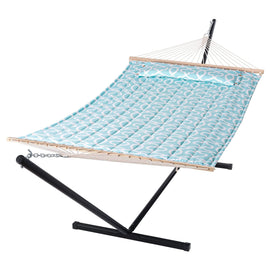 SUNCREAT-Double-Hammock-with-Stand-Green-Pattern#color_green
