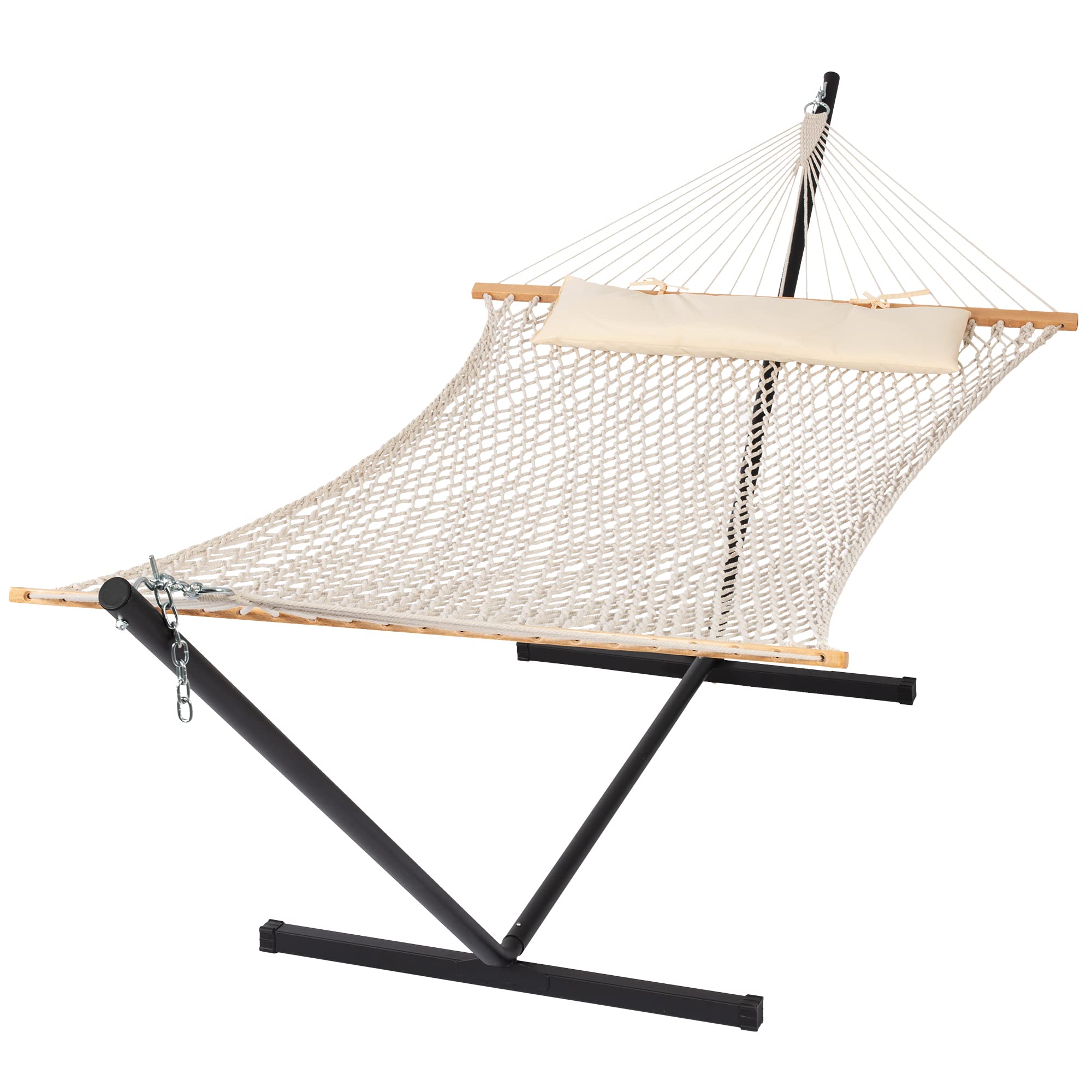 String Rope Hammock Outdoor Cotton Rope Hammock with Stand – suncreatoutdoor