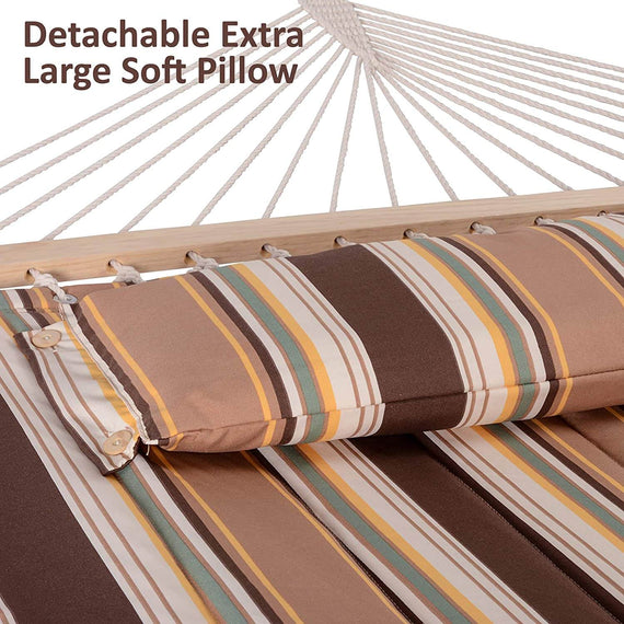 SUNCREAT Quilted Fabric Hammock, Brown Stripes#color_brown-stripes