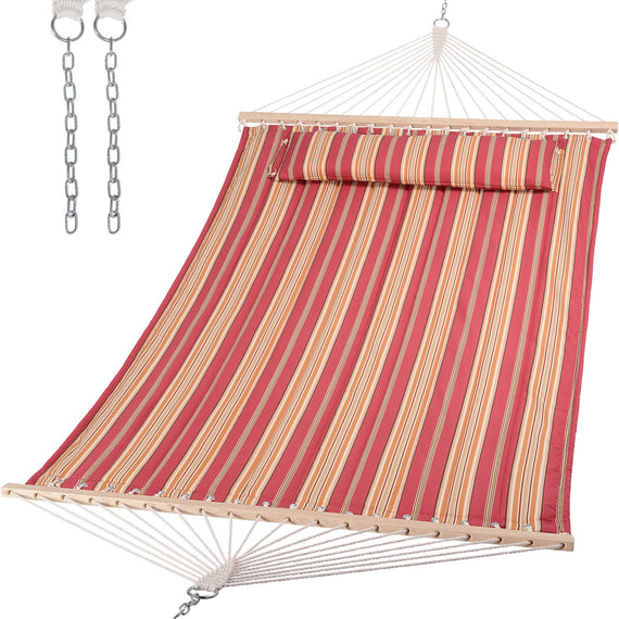 SUNCREAT Quilted Fabric Hammock, Red Stripes#color_red-stripes