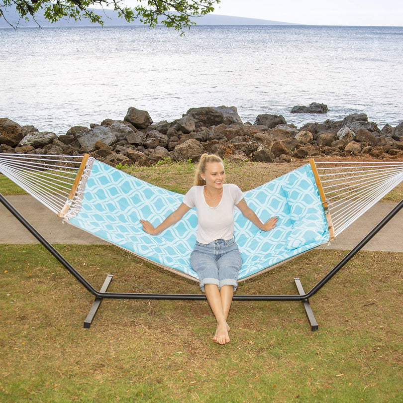 SUNCREAT-Double-Quilted-Hammock-with-Stand-Green-Drops#color_green-drops