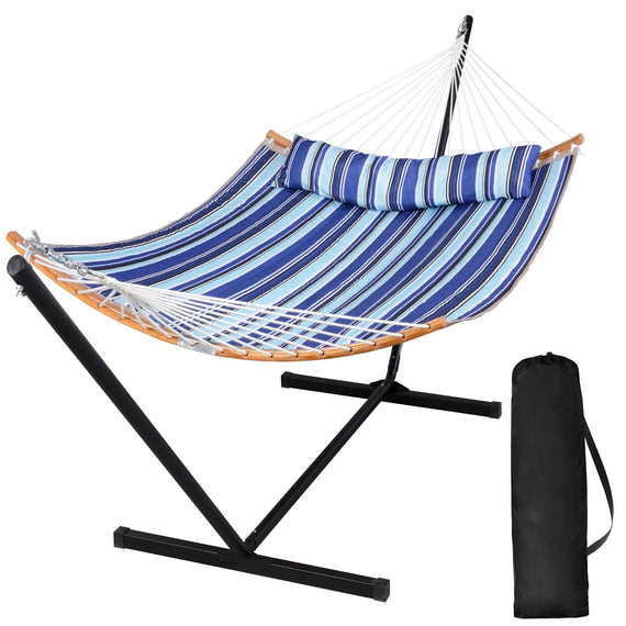 SUNCREAT-Double-Quilted-Hammock-with-Stand-Blue-Stripes#color_blue-stripes