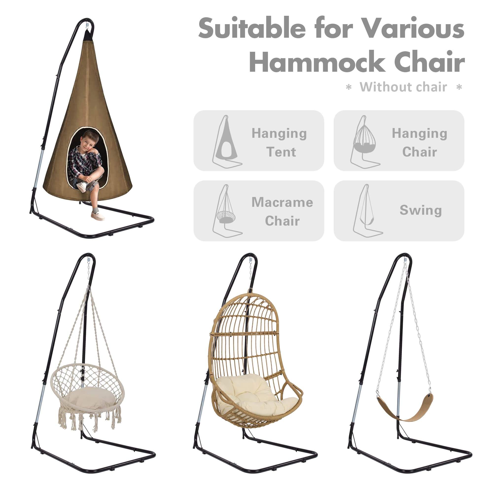 Adjustable Hanging Hammock Chair Stand#material_steel