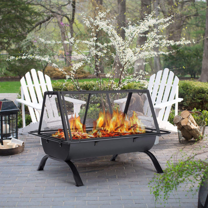 Outdoor Wood Burning Fire Pit  with Fireplace Poker#material_steel