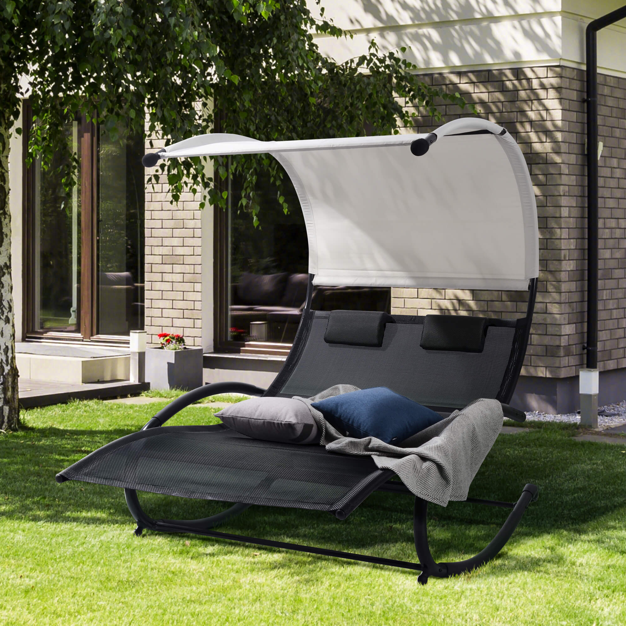 Outdoor Double Chaise Lounge#color_black