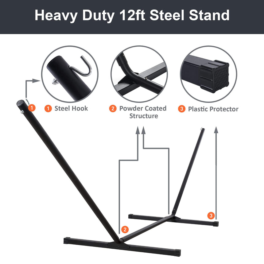 SUNCREAT 12Ft Hammock Steel Stand#size_12-ft