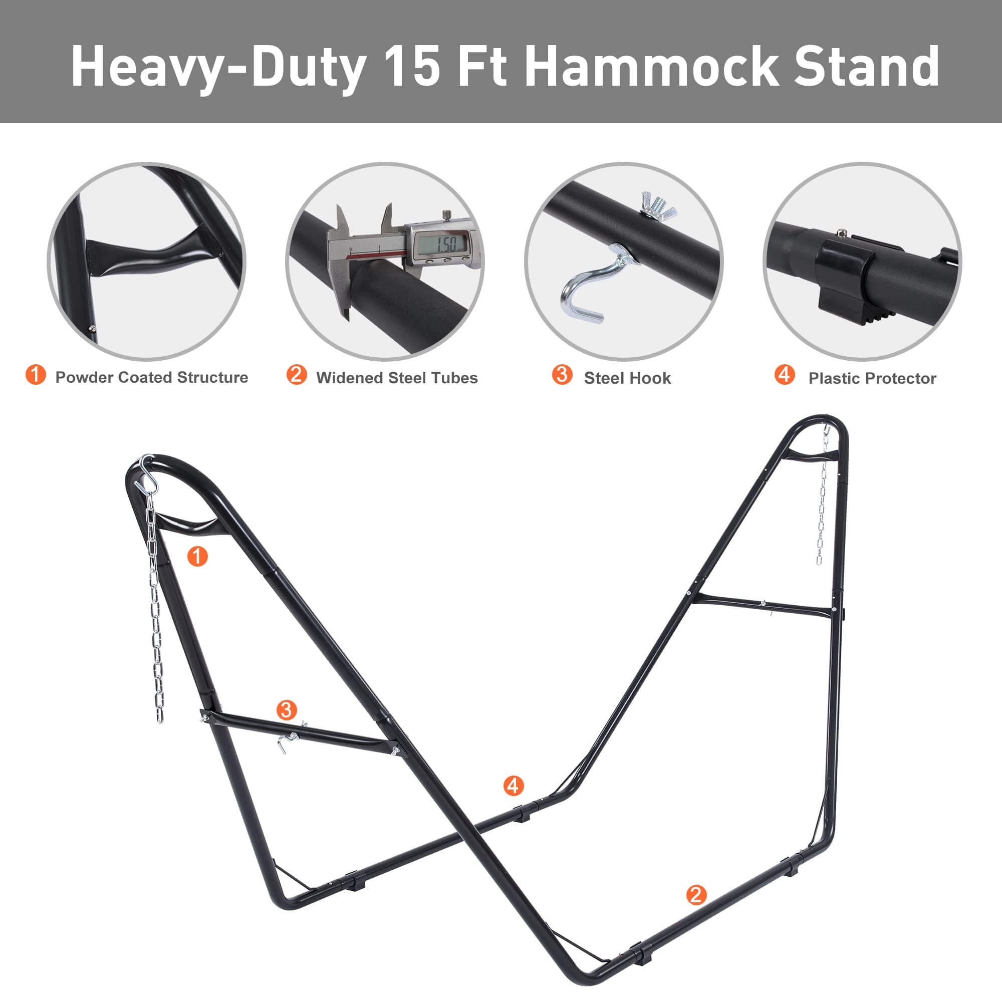 SUNCREAT Universal Multi-Use Steel Hammock Stand#material_steel