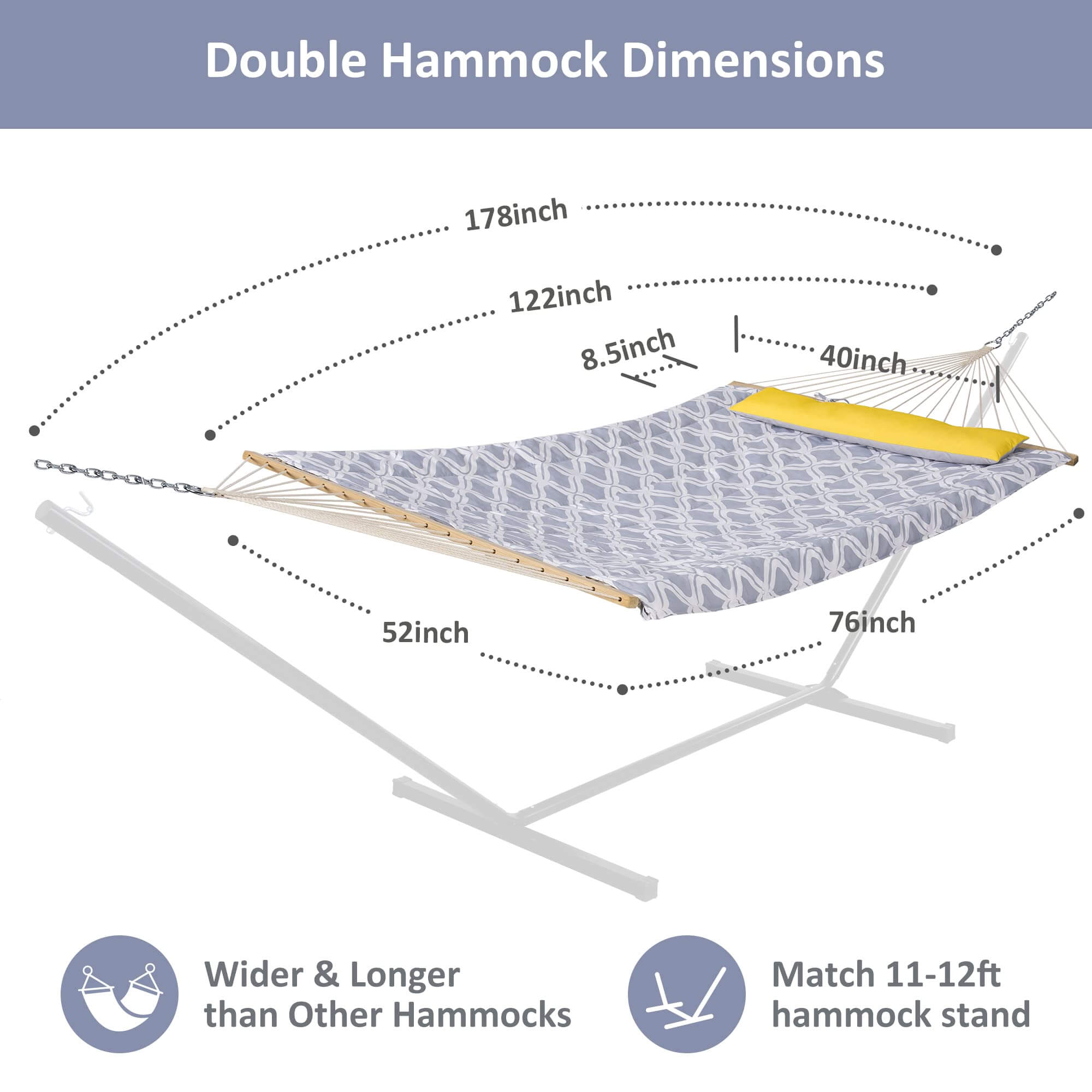 SUNCREAT Quilted Fabric Hammock, Gray Drops#color_gray-drops