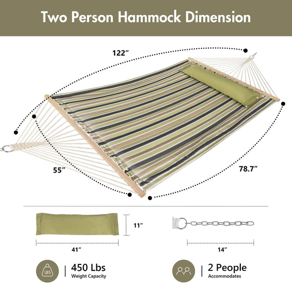 SUNCREAT Quilted Fabric Hammock#color_green-brown