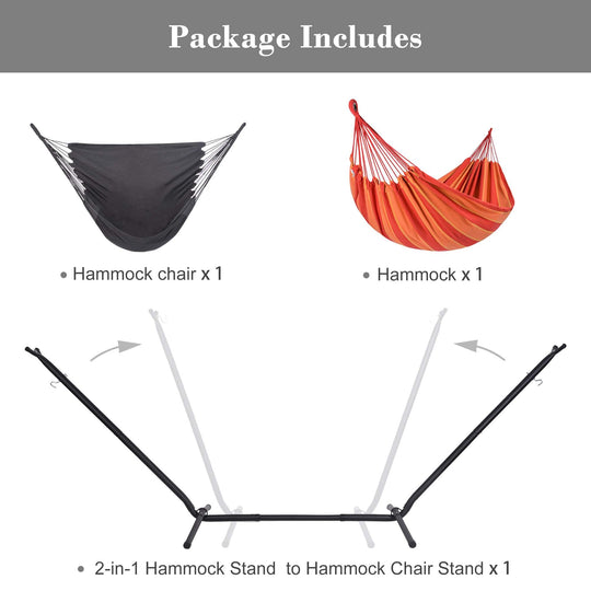 SUNCREAT-2-in-1 Heavy-Duty-2-Person-Hammock-with-Stand-Orange-Stripe#color_orange-stripe