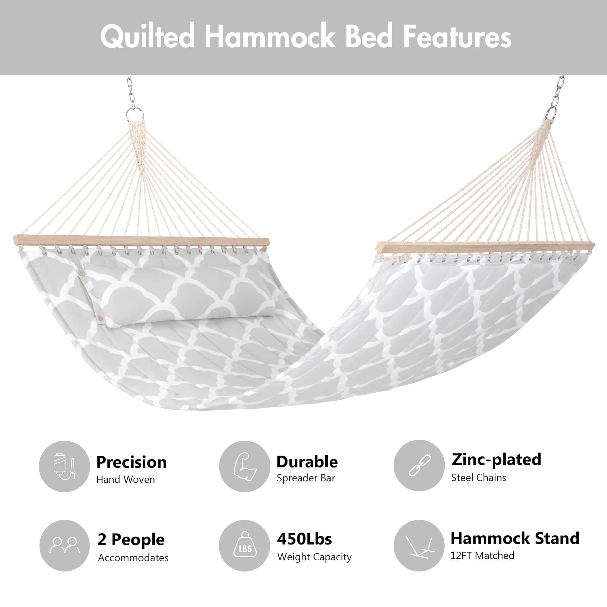 SUNCREAT Quilted Fabric Hammock#color_gray-clouds