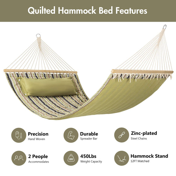 SUNCREAT Quilted Fabric Hammock#color_green-brown