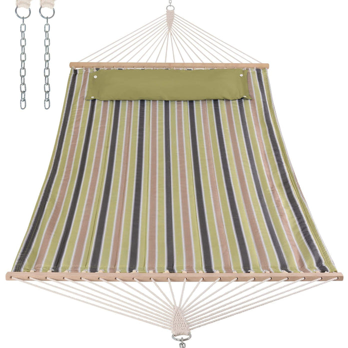 SUNCREAT Quilted Fabric Hammock#color_green-brown